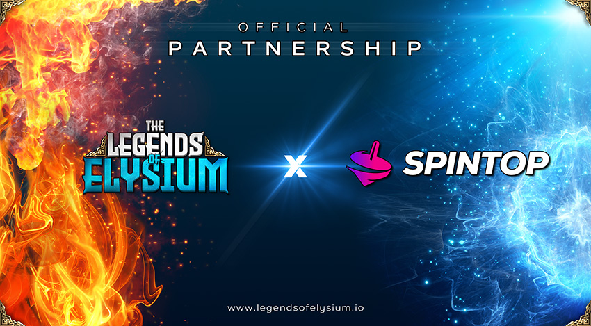 Official partnership between trading card game Legends of Elysium and Spintop, next generation blockchain gaming hub offering a comprehensive experience for players, traders and investors